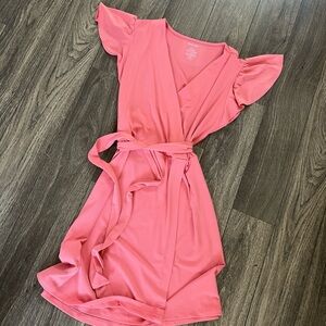 Elegant Pink Wrap Dress